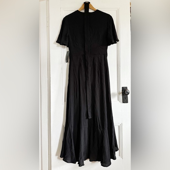 🏷️ NWT French Connection Emina Drape Belted Midi Dress in Black. Size 6-8 - Picture 3 of 7